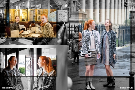 Fashioneditorial - Shooting in den Pariser Cafes rund um die Pariser Börse.